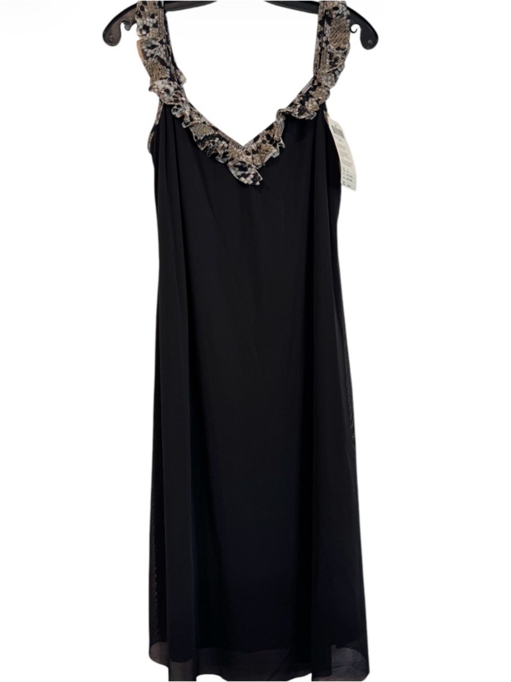 NWT Profile Black Slip Dress with Snakeskin Trim Size Large